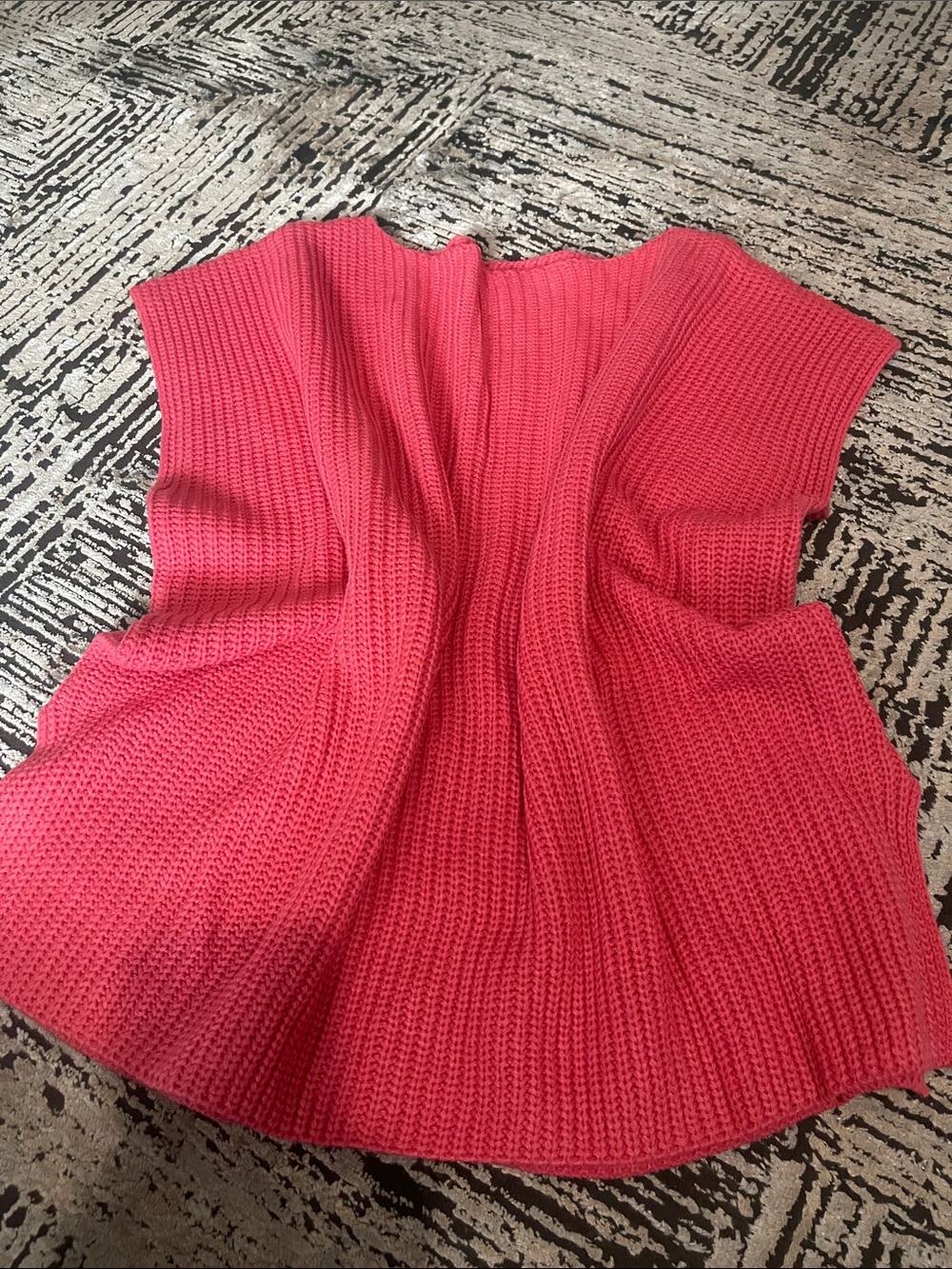 Source Unknown Coral Knit Poncho Sweater